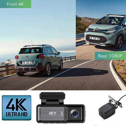 Driving Recorder4K Ultra HD Night Vision2025New wireless car-mounted dual-camera front and rear360Panoramic View