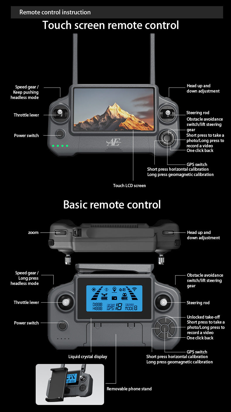 Cross-Border AE30Screen-controlled Three-axis Gimbal Drone HD Aerial Photography Digital Image Transmission GPS Positioning Flight Device Drone