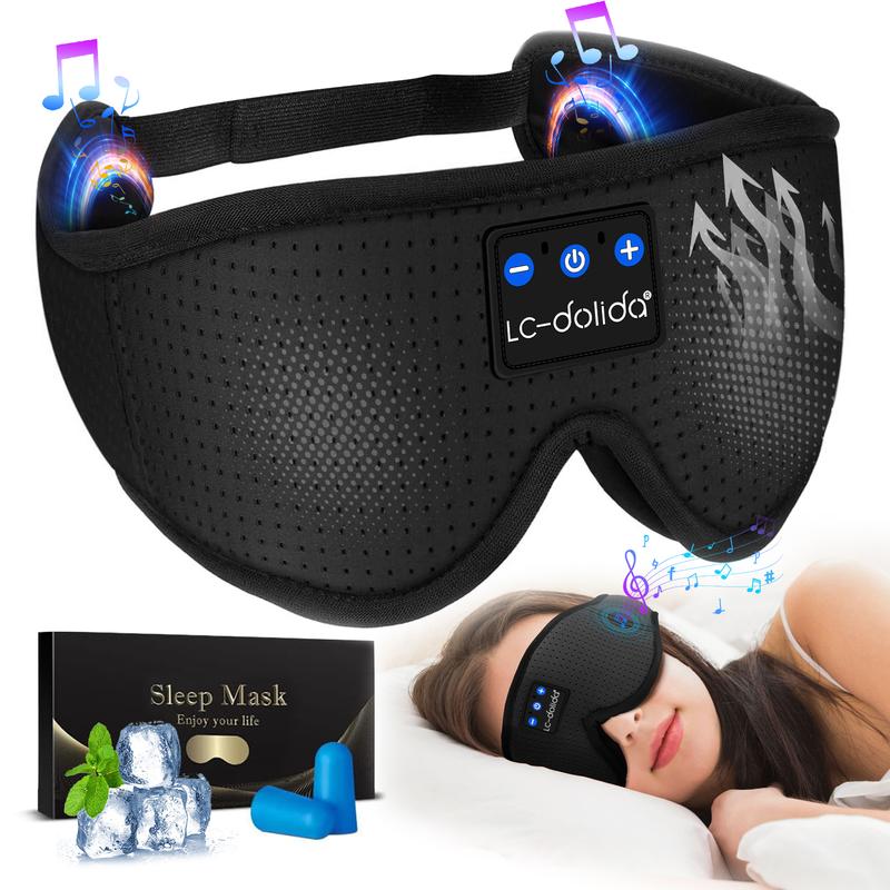 3D Bluetooth Sleep Mask with Headphones, Wireless Music Sleep Headband Eye Mask for Side Sleepers,Sleeping Comfortable Black-3D