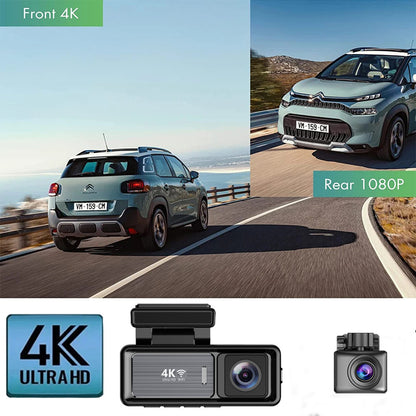 Driving Recorder4K Ultra HD Night Vision2025New wireless car-mounted dual-camera front and rear360Panoramic View