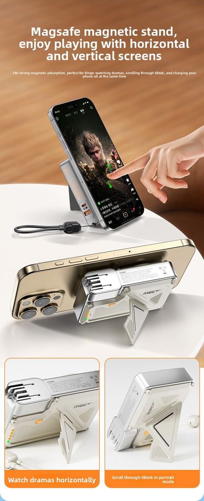 Power Bank AC Power Bank 35W Fast Charging with Built-in Cable Portable Power Supply Magnetic Wireless Charging Stand Multi-Function