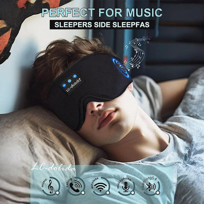 3D Bluetooth Sleep Mask with Headphones, Wireless Music Sleep Headband Eye Mask for Side Sleepers,Sleeping Comfortable Black-3D