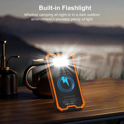 20000mAh Portable Wireless Power Bank, Solar Power Bank Charger for iPhone & Android & Samsung, Dual USB-A Output, USB-C Fast Charging, Smartphone Chargeable , External Battery Pack with Dual Flashlight for Camping