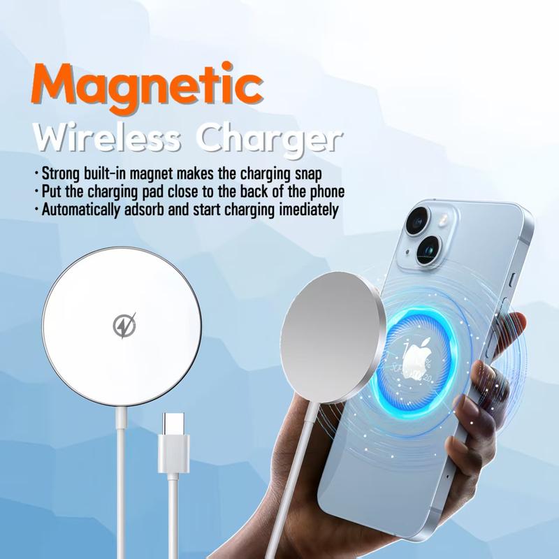 6-in-1 Magnetic Charging and Bluetooth  earphones Kit: MagSafe battery pack, Fast Charge, MagneticPower Bank, Wireless Charger, Type-C toLightning Cable, Adapter & Audio Support,Compact & Portable