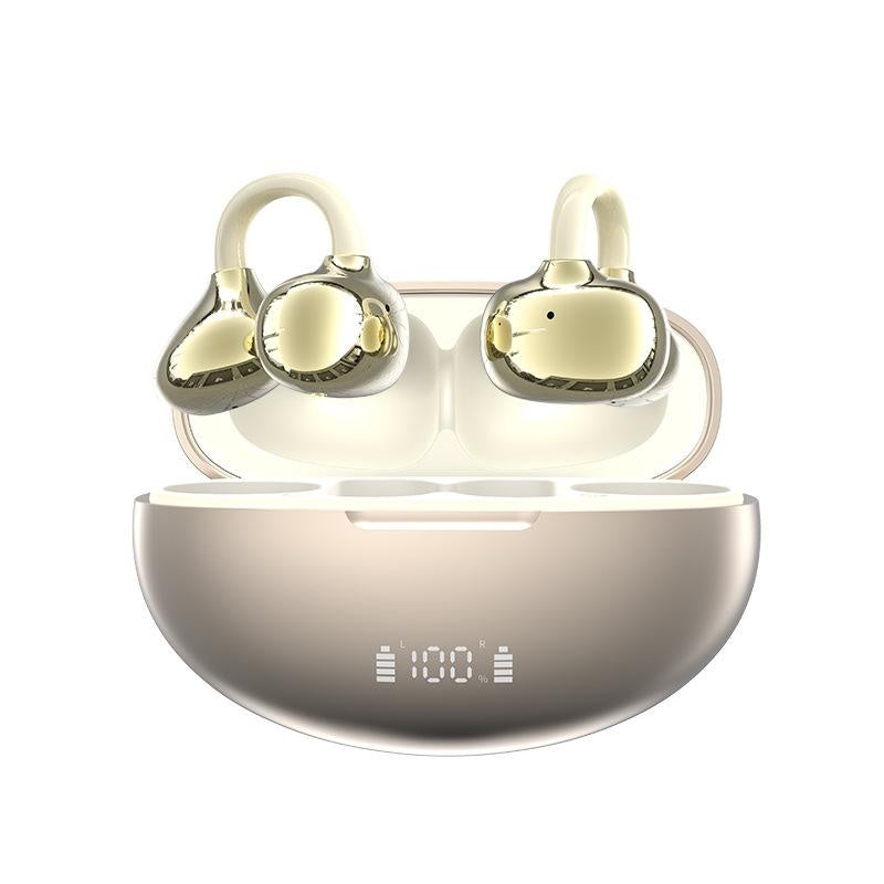 AI Smart Translation Bluetooth Earphones Bilateral Stereo Open Design Heavy Bass Earring Style Music Earbuds