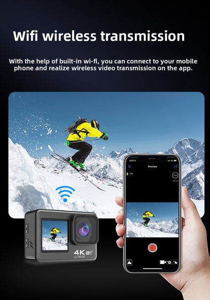 Cross-border 4k waterproof sports camera HD outdoor shooting riding underwater helmet camera sports camera factory