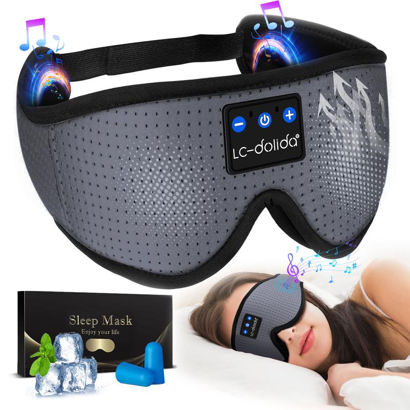 3D Bluetooth Sleep Mask with Headphones, Wireless Music Sleep Headband Eye Mask for Side Sleepers,Sleeping Comfortable Black-3D