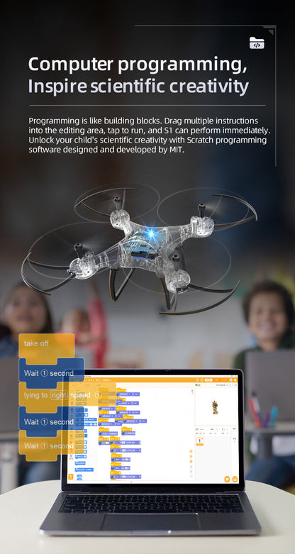 Educational Drone S1Teaching Course Computer Controlled Graphical Programming Quadcopter Remote Control Model Aircraft