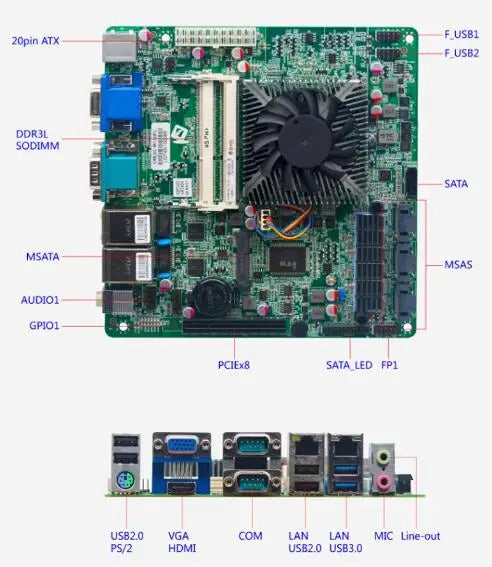 i5-6287U NAS Motherboard Mini-ITX SBC IPC Mainboard Industrial Board Mini ITX Server IPFS MSAS 13*SATA 2*COM 2*LAN i211 PS/2 VGA