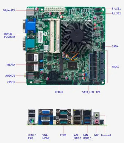 i5-6287U NAS Motherboard Mini-ITX SBC IPC Mainboard Industrial Board Mini ITX Server IPFS MSAS 13*SATA 2*COM 2*LAN i211 PS/2 VGA