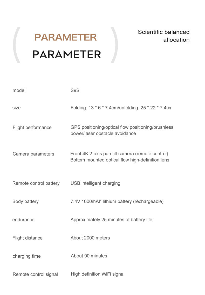 Cross-Border S9S Drone Brushless GPS Satellite Positioning4K High-definition Aerial Photography Two-axis Electric Servo Quadcopter