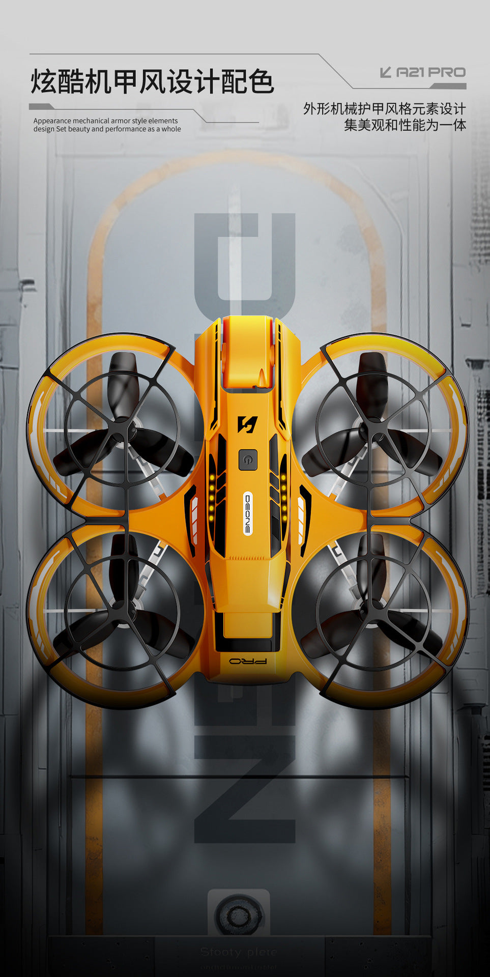 Cross-Border A21Drone Brushless Motor Mecha Style Aircraft Optical Flow Positioning Aerial Photography Full Protection Remote Control Airplane