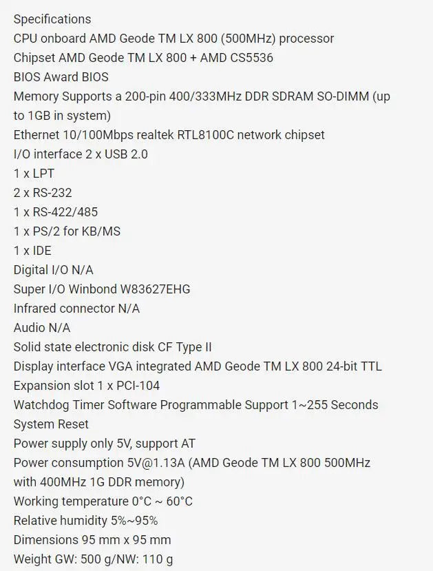 PM-LX-800-R11 100%OK PCI104 Mainboard original Fanless IPC CPU Board PC/104 Embedded Industrial Motherboard