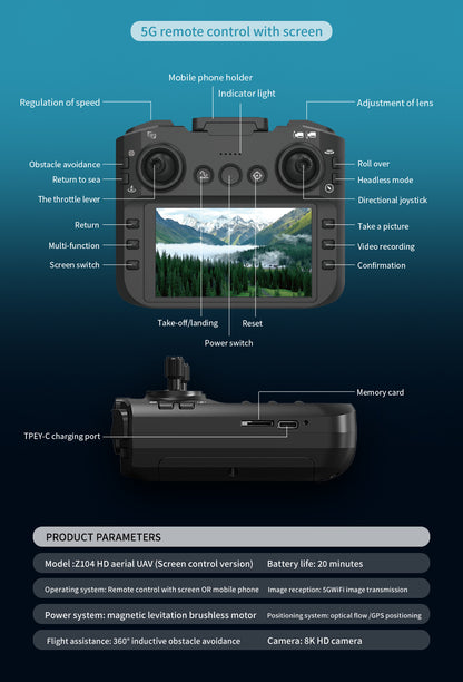 Cross-Border Z104Drone remote control with screen brushless motor HD aerial photography GPS Intelligent Positioning Remote Control Drone