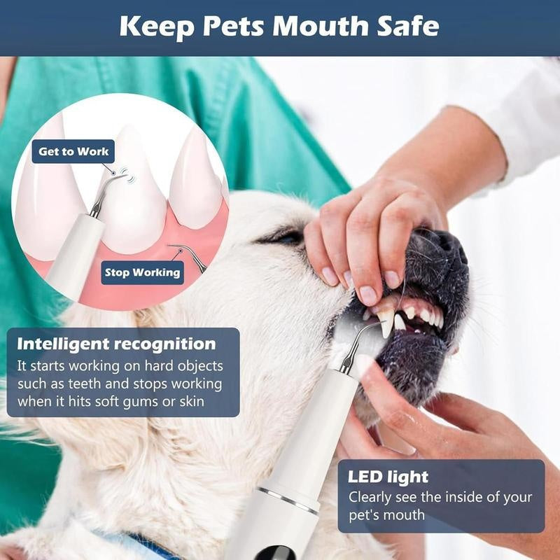 Plaque/Tartar Remover for Teeth, Dental Calculus Remover Teeth Cleaning Kit with LED Light & Adjustable Modes, for Women Men Humen Pet Cat Dog