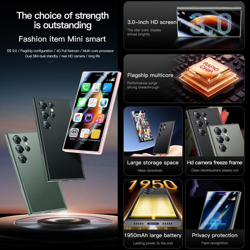 3 Inch Ultra-thin Smart Phone, Android 9.0 2GB RAM 16GB ROM Unlocked Smartphone with 5MP Camera, GPS Bluetooth-compatible 4 Core Smart Cellphone with Phone Case, Cell Phone Gifts for Mom, Android Phone