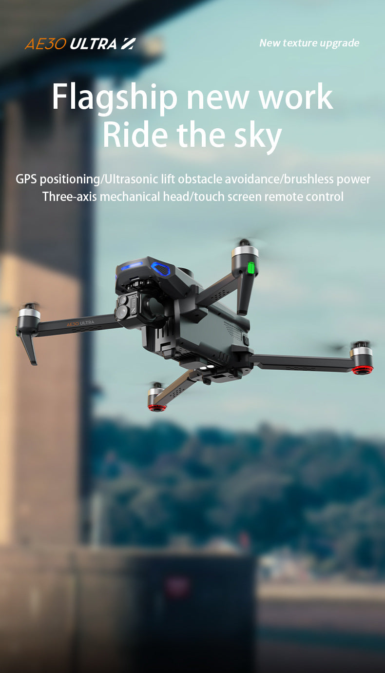 Cross-Border AE30Screen-controlled Three-axis Gimbal Drone HD Aerial Photography Digital Image Transmission GPS Positioning Flight Device Drone