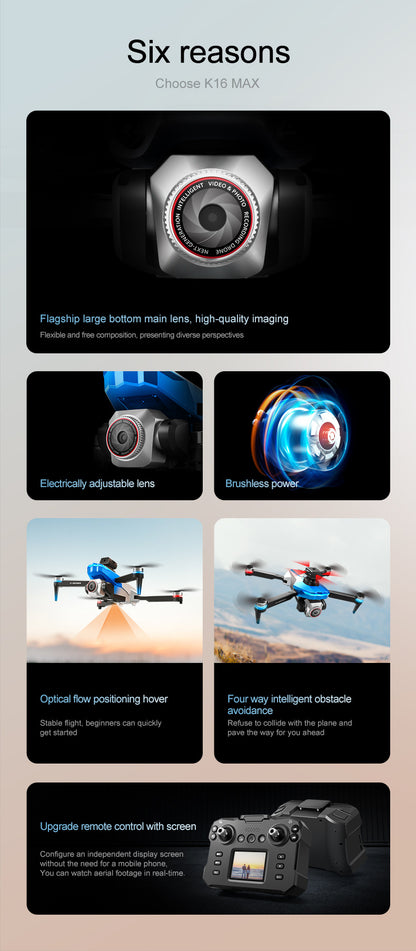 Cross-Border K16Drone remote control with screen brushless long battery life remote aircraft with obstacle avoidance High-Definition Aerial Drone