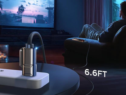 NEW - MAGIC JOHN USB Type C Charging Cable, 4 in 1 Function, 65W Fast Charging, Liquid Silicone and Aluminum Alloy Material, Braided Data Cable, Black & Gray