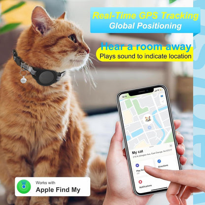 Pet Cat Tracking Collar Only iOS Compatible Apple Find My Locator Footprint Reflective Collar
