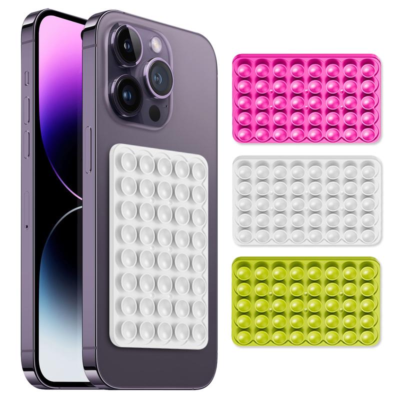 Suction Cup Phone Case Mount Double-Sided,Silicon Sticky Phone Stand for iPhone and Android, Hands-Free Strong Grip Holder for Selfies and Videos - Black