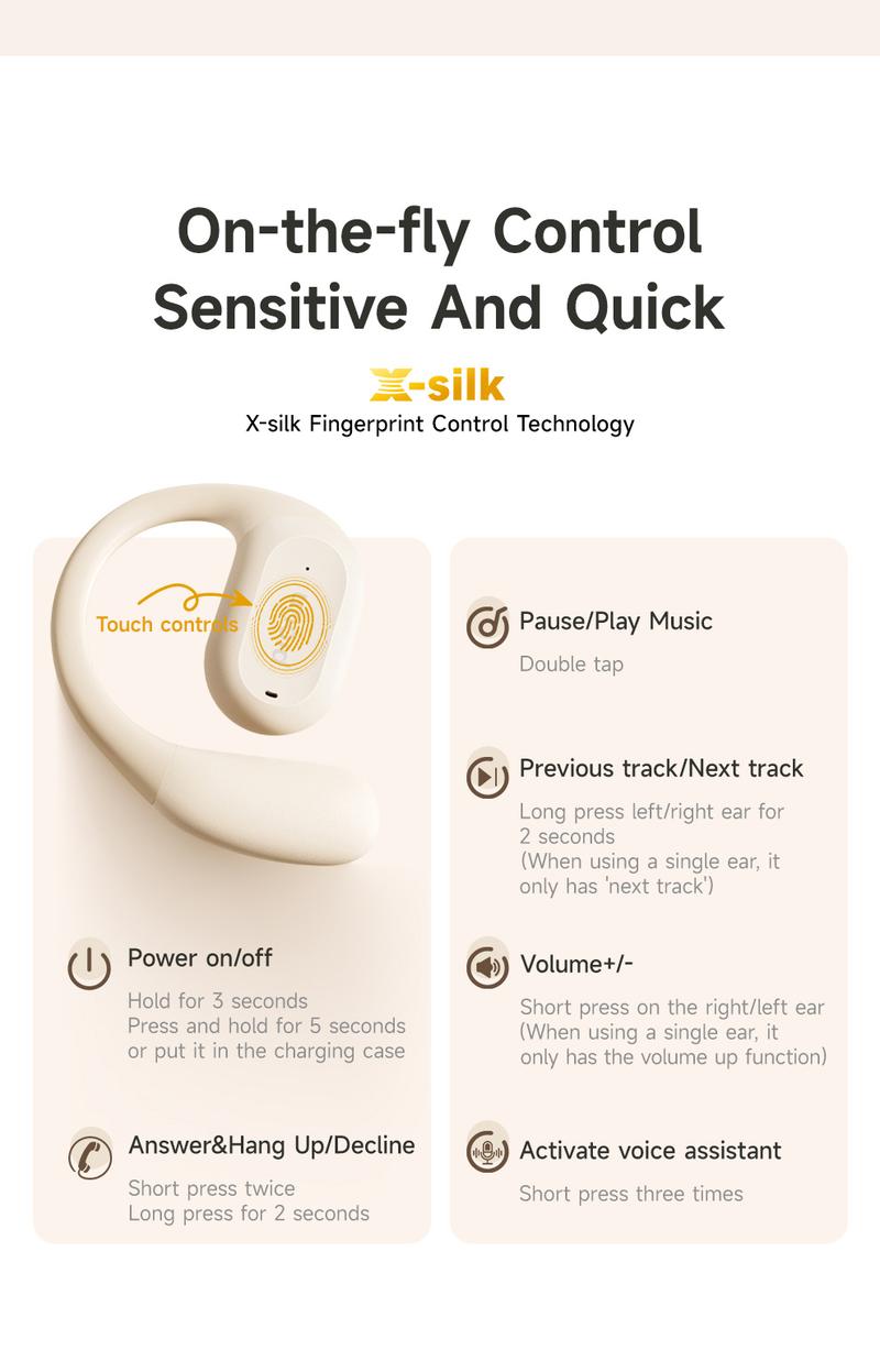 Picun H1 Lightweight Earbud Audio Headset with CVC, HD Microphone, Electronic Touch Control, Ideal for Cycling, Running & Workouts, Wireless Design