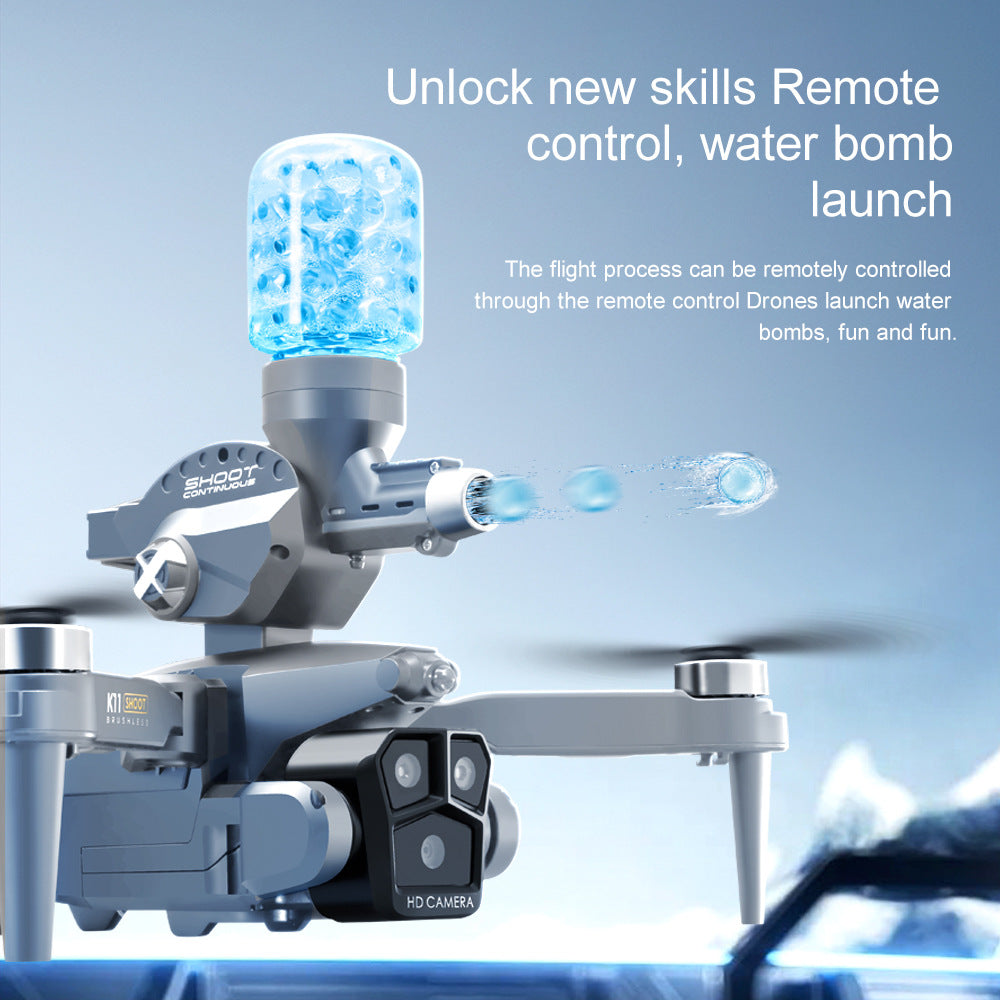 K11Max Drone Brushless Motor Three-Camera Aerial Photography Quadcopter Water Bomb Launch Remote Control Aircraft Drone