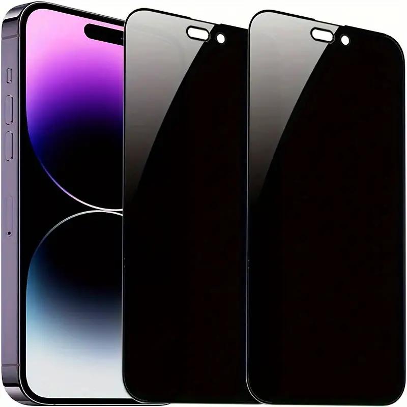 [2+2] Premium Glossy Tempered Glass Screen Protector Set - Ultra-Private, Bubble-Free, Easy Installation for iPhone 15, 14, 13, 12, 11 Series - Includes 2-Piece Camera Lens Protector for Enhanced Security