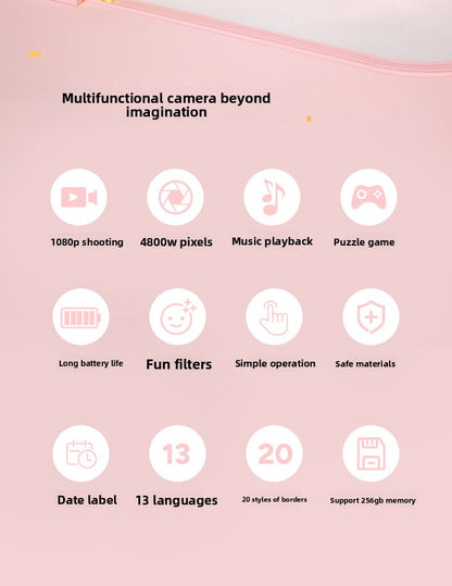 Polaroid Cross-Border HD Photo and Video Children's Camera with Silicone Case Student Children's Print Camera Photo Paper