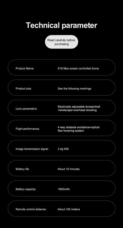 Cross-Border K16Drone remote control with screen brushless long battery life remote aircraft with obstacle avoidance High-Definition Aerial Drone