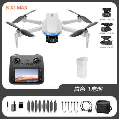 Cross-Border S-X1Drone Remote Control Belt5.9inch screen three-axis gimbal GPS Aerial Photography Four-Axis Remote Control Aircraft