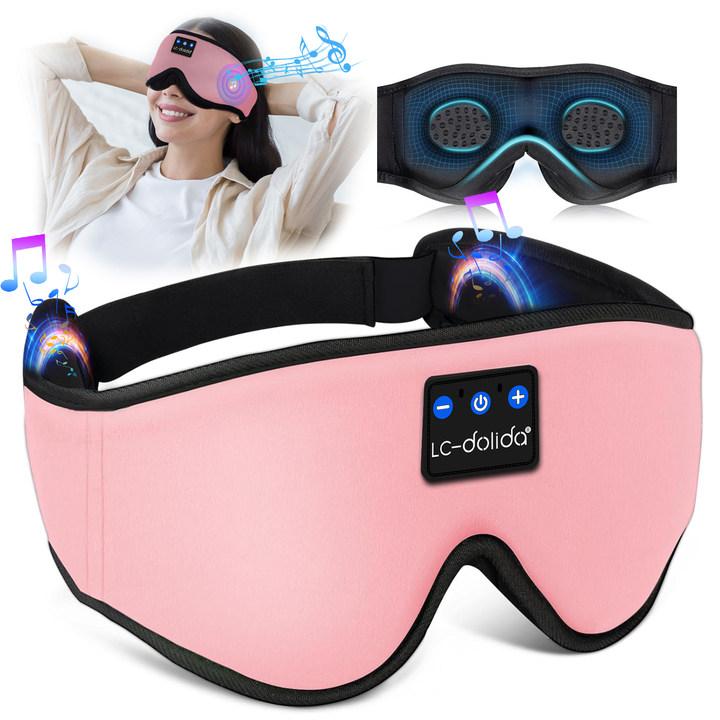 3D Bluetooth Sleep Mask with Headphones, Wireless Music Sleep Headband Eye Mask for Side Sleepers,Sleeping Comfortable Black-3D